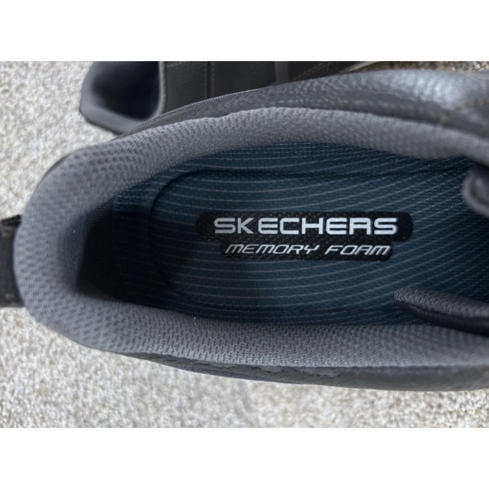 Skechers Relaxed Fit Planfix Romelo Sneaker Men's 13 Charcoal Leather New in Box